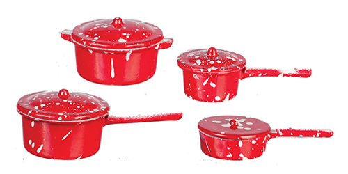 Red Spatterware Pots, 4 pc.